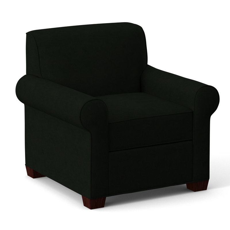 Finn Upholstered Armchair, Empire Mahogany, Dorset Black