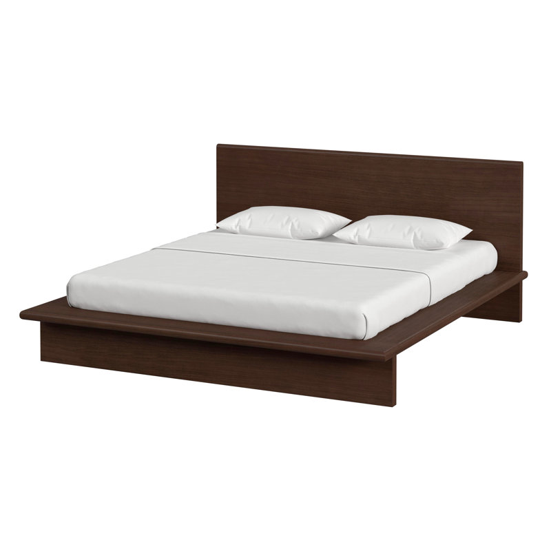 Soleil Wood Low Profile Platform Bed, Brown, King