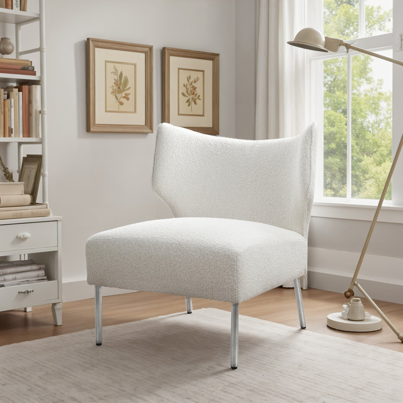 28.15''w Upholstered Accent Barrel Chair With Removable Back Cushion, White Polyester