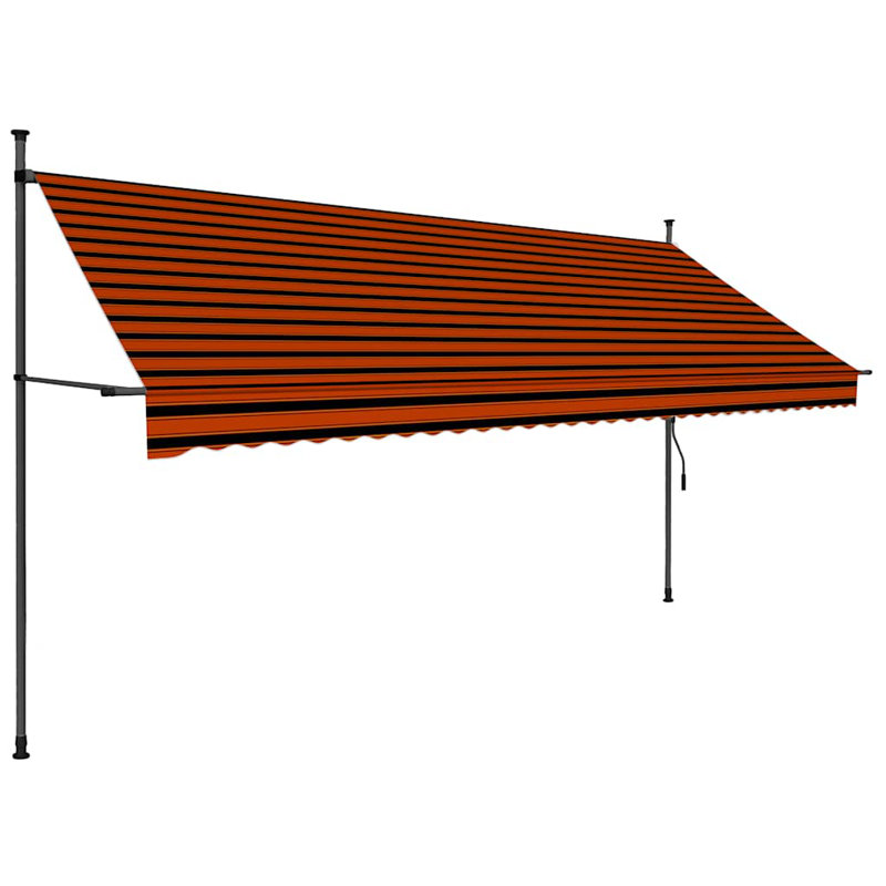 Polyester Cover Retractable Door / Window Awning, 118.10" H x 137.80" W, Orange/Brown