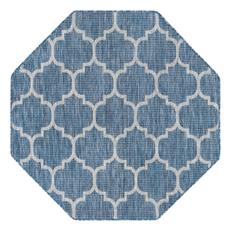 Suffolk Blue Indoor/Outdoor Area Rug, Octagon 5' x 5'