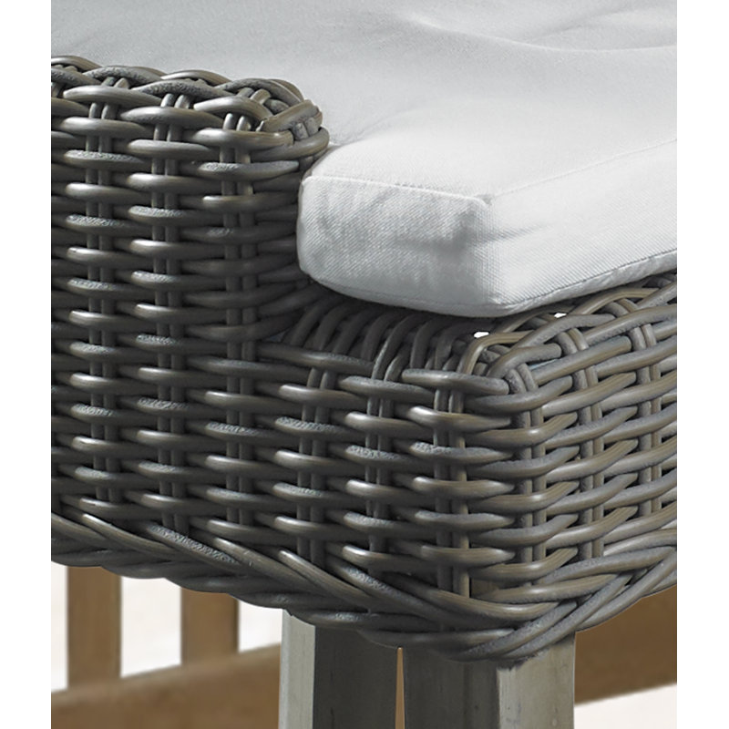 Tabouret de bar de patio en teck avec coussin Ennis, Gris Kubu, 24"