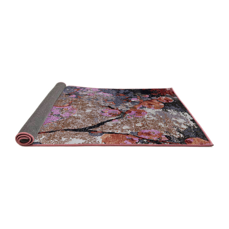 Tapis à motif abstrait rose / rouge / noir Carnbore, Carré 8 pi
