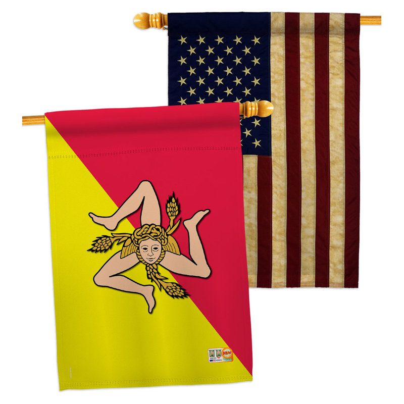 Drapeau de maison en polyester 3 côtés 3 pi 3 po x 2 pi 3 pi Sicily