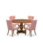 Ensemble de salle à manger 5 pièces Mid Century Modern comprenant une table ronde et 4 chaises en simili cuir beige avec dossier capitonné-1074924227-1074924252