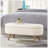 Oval Boucle Storage Ottoman Bench with Wood Legs-1392275441