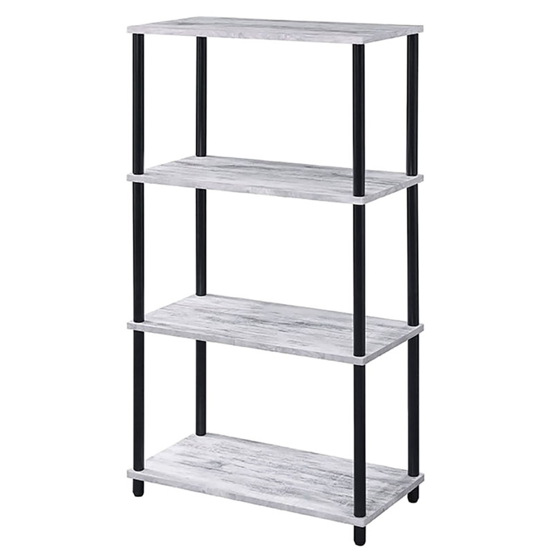 Bibliothèque à 4 tablettes au fini blanc antique et noir avec revêtement thermolaqué, Noir / blanc