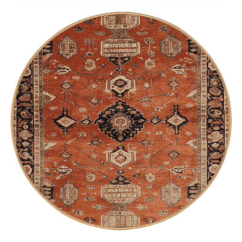 Tapis brun lavable à la machine, Rond 6 pi
