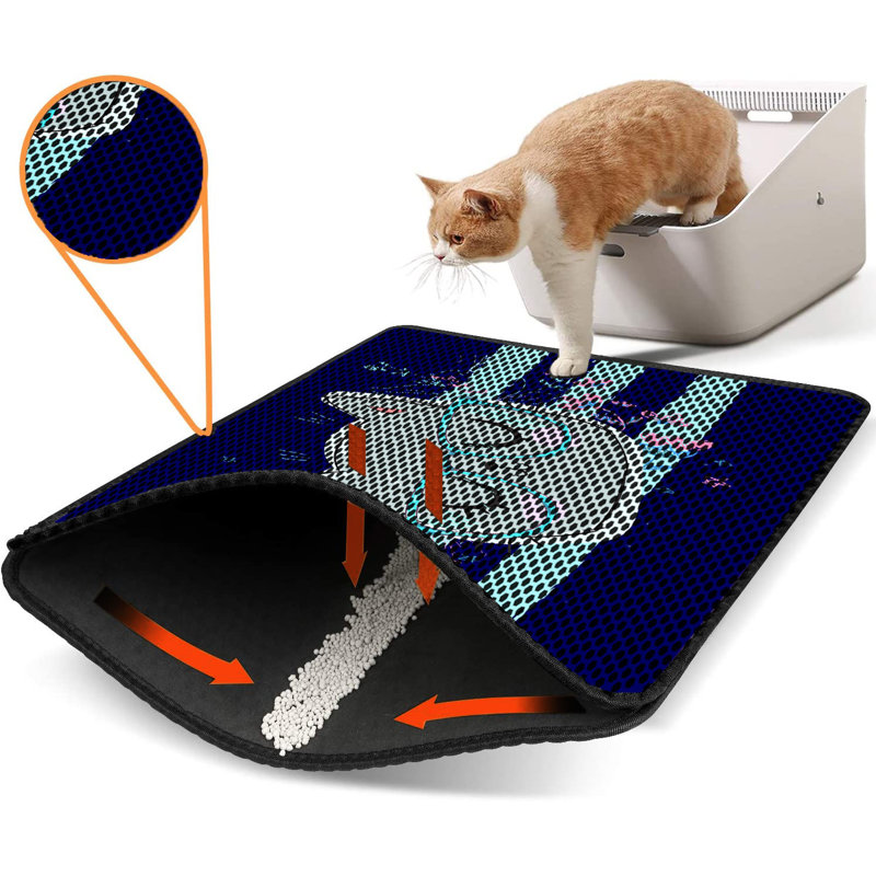 Tapis pour litière de qualité supérieure, 18 po x 24 po | 50% PVC / 50% polyester, lavable à la machine et passer l'aspirateur | Conception durable et facile à nettoyer pour les propriétaires d'animaux de compagnie | Protégez vos planchers des dégâts de la litière