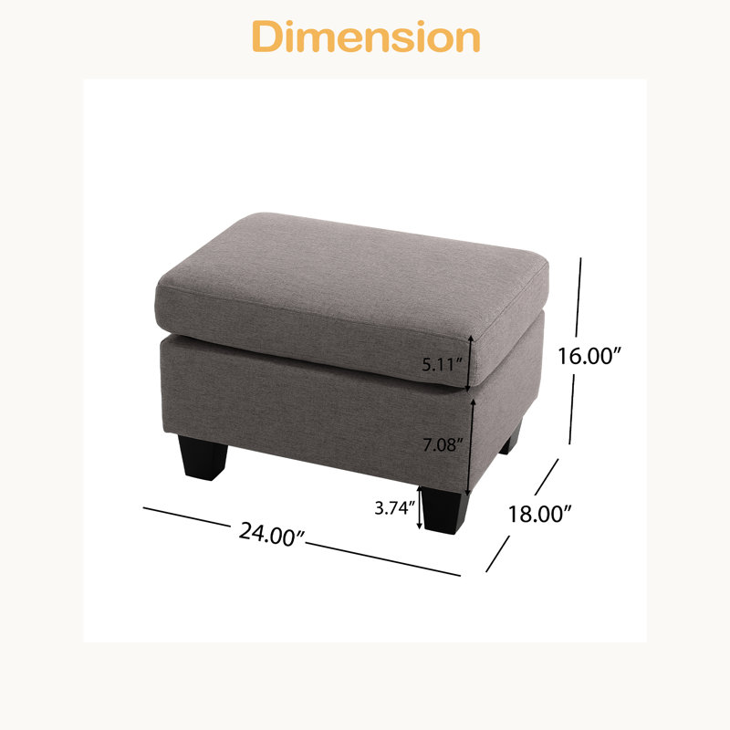 Upholstered Ottoman, Gray