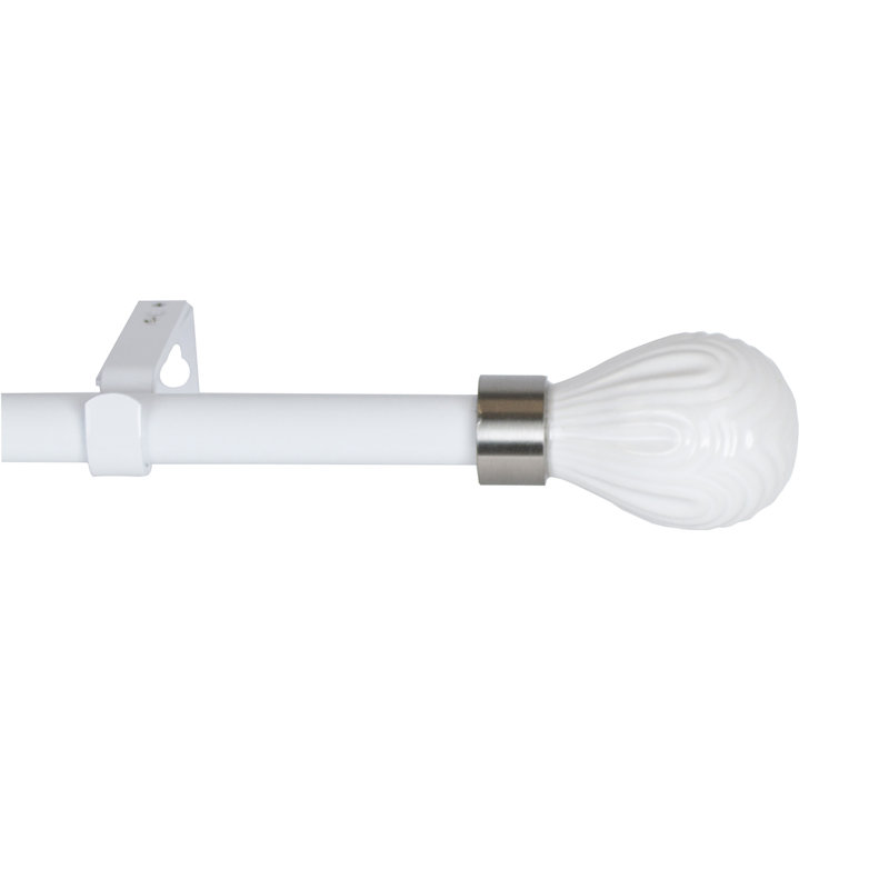 Tringle à rideaux simple en céramique à draperie ajustable delmira, H 0,75 po x l 120 po x P 5,5 po, Blanc
