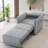 Grey Convertible Sofa Bed with 5-Position Adjustable Backrest