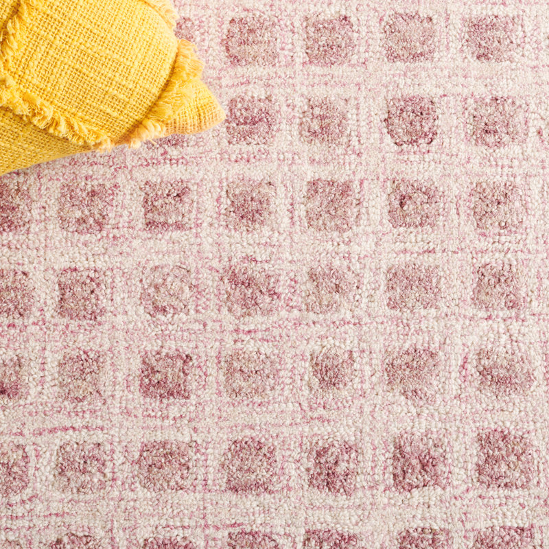 Callisburg Hand Tufted Wool/Jute/Cotton Performance Geometric Rug in Pink, Rectangle 5' x 8'