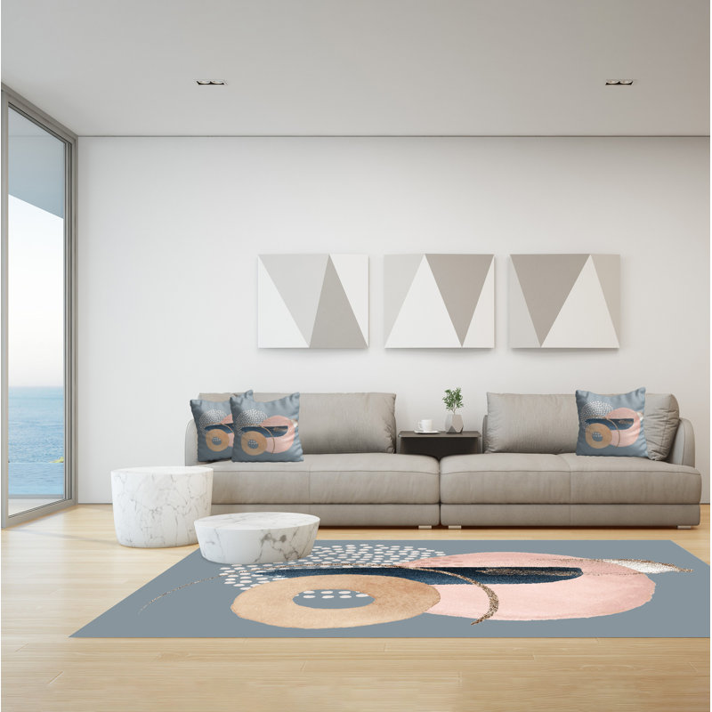 Friedeburg Machine Woven Grey/ Pink/ Beige Rug, Rectangle 140 x 200cm