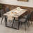 5-Piece Modern Industrial Dining Table Set with 55" Rectangular Wood Table and Upholstered Chairs-840745459-841530496