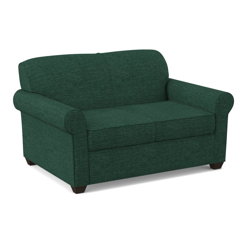 Finn 59" Rolled Arm Sofa Bed Loveseat with Reversible Cushions, Antic Jade, Cafelle
