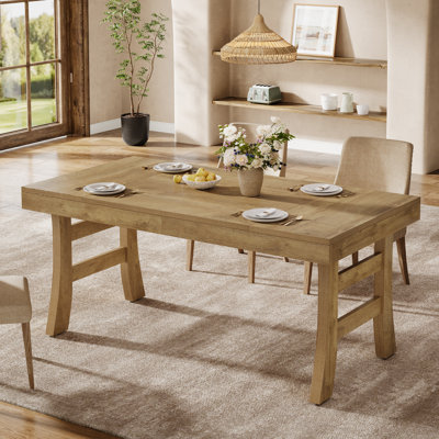 63" Rectangular Dining Table, Farmhouse Wooden Kitchen Table