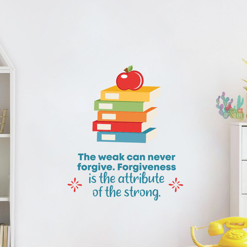 Adhésif mural en vinyle fort Books Apple School, H 40 po x l 20 po