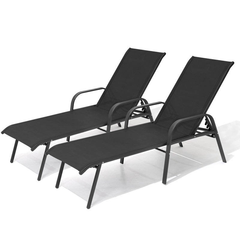 Chaise longue d'extérieur en métal Gland, Noir, noir, noir, noir