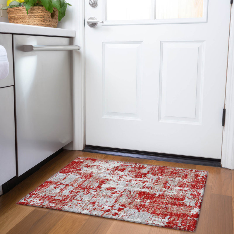 Tapis abstrait lavable à la machine de qualité supérieure Mayfield AMF1008, Rectangle 1 pi 8 po x 2 pi 6 po