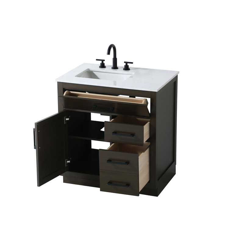 Meuble-lavabo simple 32 po Ahner, Brun moka