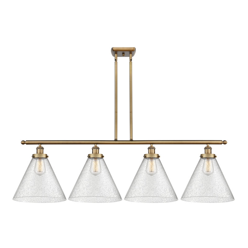 Moser 4 - Light Kitchen Island Pendant, Seedy, Brushed Brass, No Bulb Included