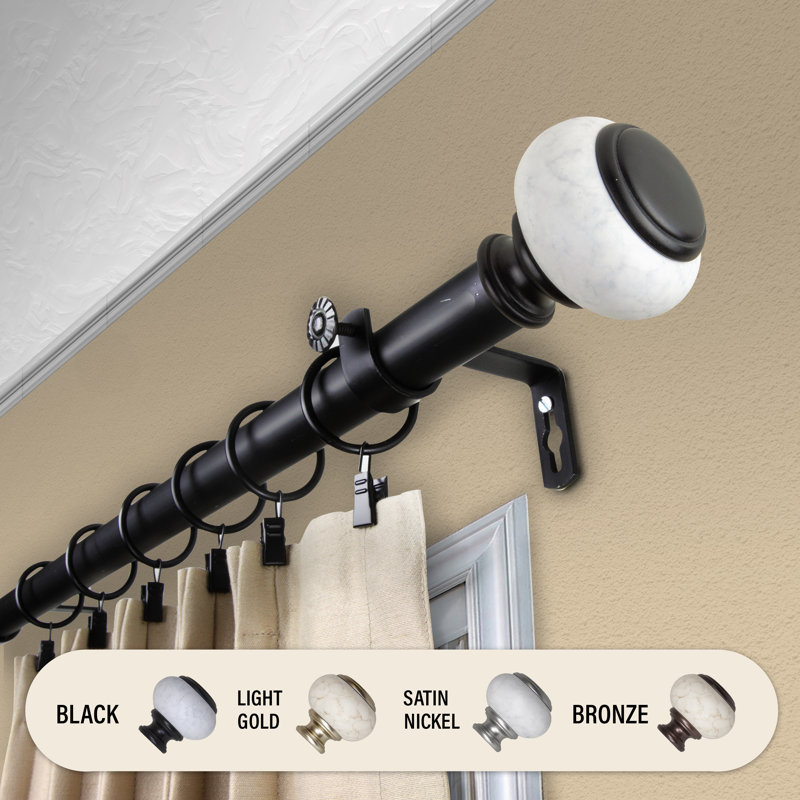 Tringle à rideaux simple Maxman, H 2,75 po x l 240 po x P 3,63 po, Noir