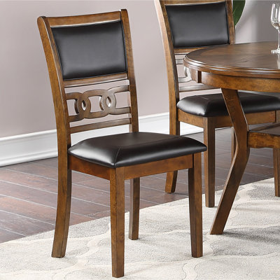 2 Dining Chairs In Walnut Look, Faux Leather Seat Cushion, And Strong, 250 Lbs Weight Capacity, Assembly Of Chairs, Seat, Stable,