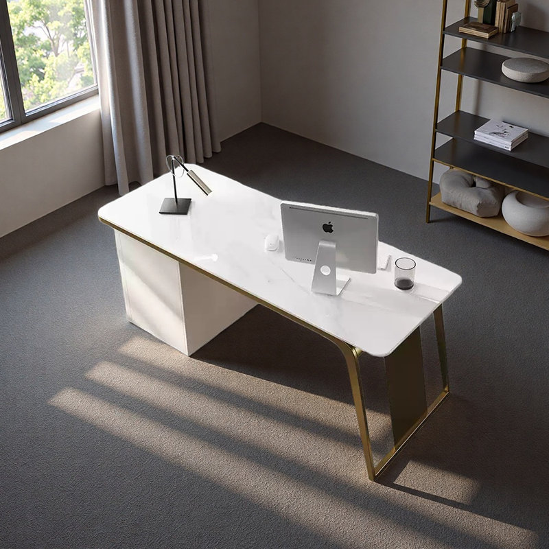 Bureau en acier fritté en acier inoxydable, H 28,74 po x l 55,12 po x P 27,56 po, Blanc