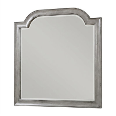 Moalboal Gray 40 In. W X 40 In. H Farmhouse Arch Wood Framed Mirror