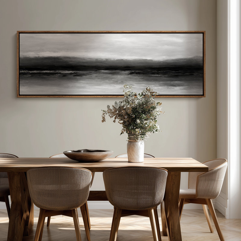 Très grand art mural rétro encadré pour art classique, H 20 po x l 60 po, Naturel