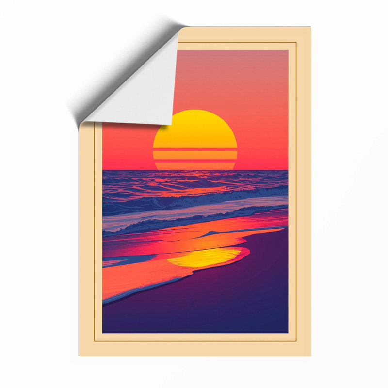Sunset At Horizon Retro - Print, Unframed, A2 - 59.4 x 42.0 cm