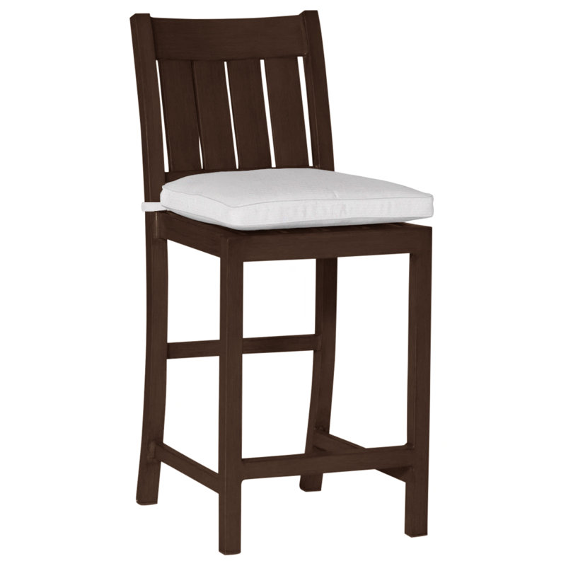 Tabouret de comptoir en aluminium 24 po Club - Acajou, Pas de soudure, Lin neige, Acajou