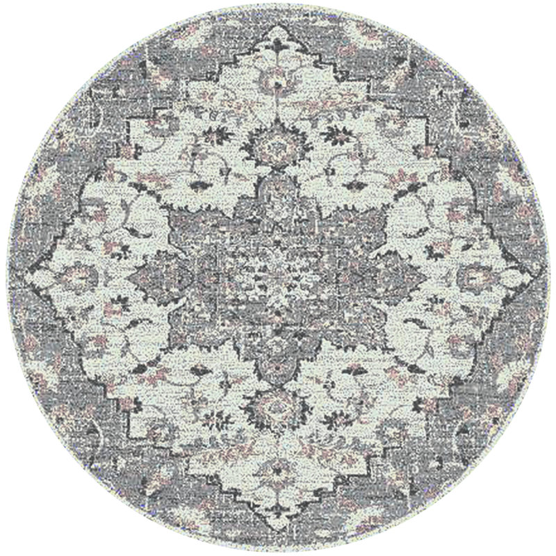Tapis gris / rose clair Nieve, Rond 7 pi 6 po