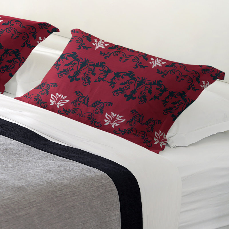 Football Baroque Pattern Pillow Sham, Polyester, Red/Blue/White, Standard