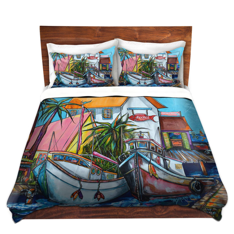 Ensemble de housse de couette seulement little beach town, 1 housse simple + 1 taie standard