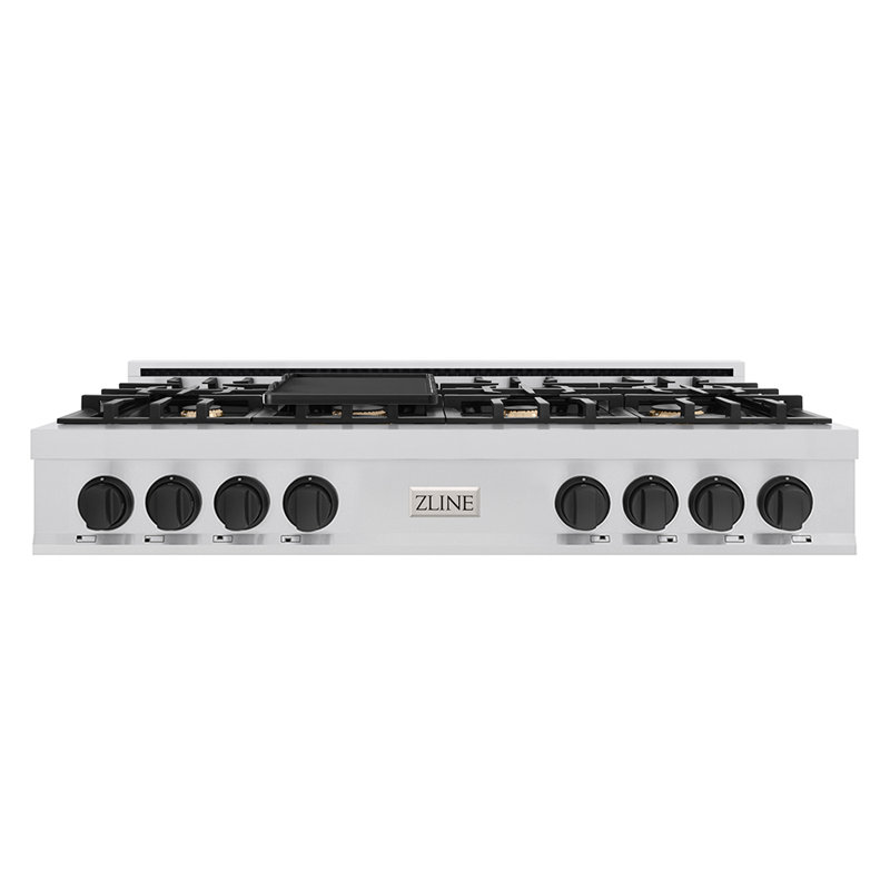 Autoportant ZLINE 48 po avec 8 brûleurs en acier inoxydable, Noir mat