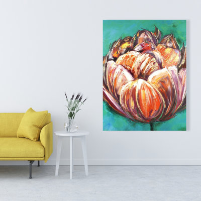 Abstract Double Tulips Flower Canvas | Floral Home Decor