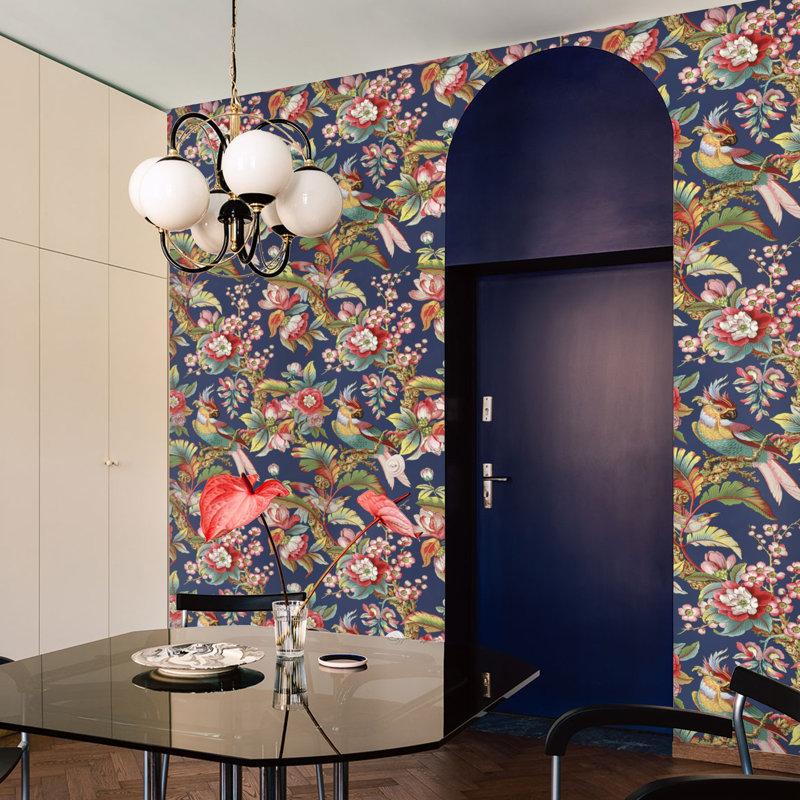 Chinese Wallpaper In Blue With Birds