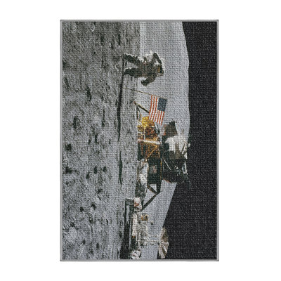 Tapis de l’homme sur la lune avec l’drapeau américain gris
