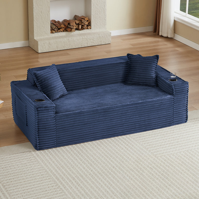 3 places avec coussin et coussin moelleux, Bleu