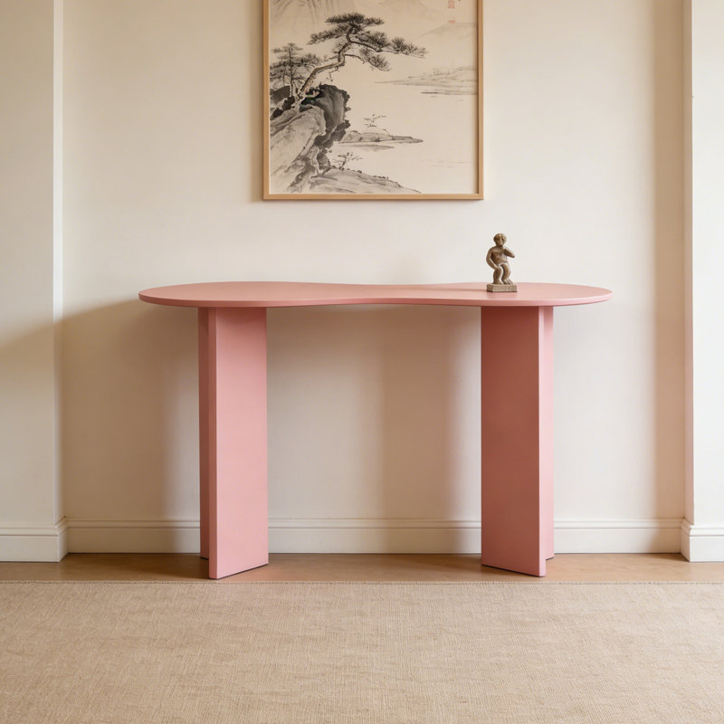 Console moderne de couleur unie de forme irrégulière, H 29,53 po x l 55,12 po x P 15,75 po, Rose