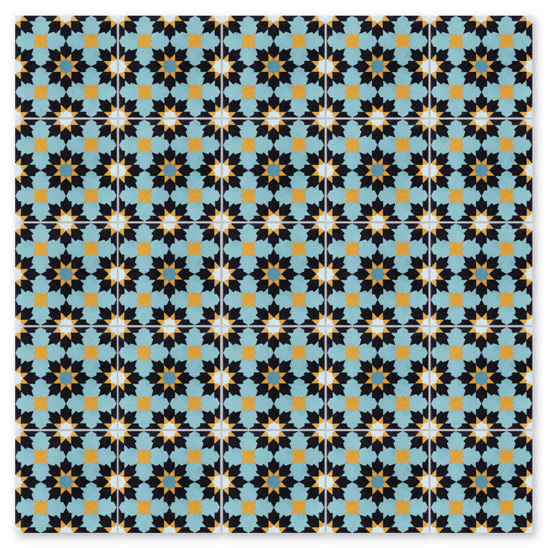 Casablanca 8" x 8" Cement Patterned Wall & Floor Tile, Primero
