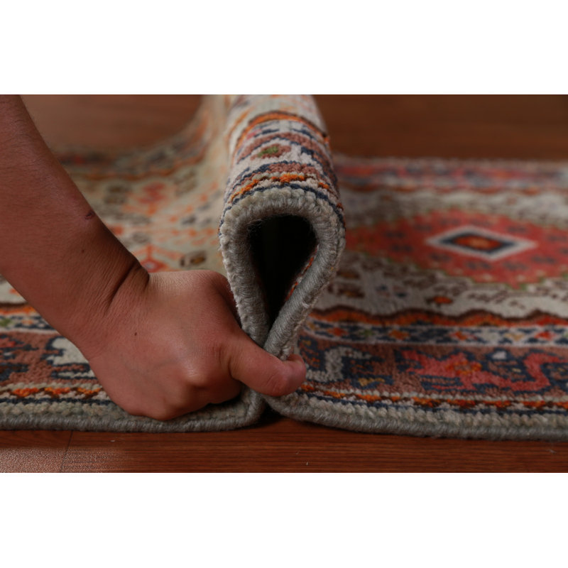 Tapis de couloir indien en laine Aqua