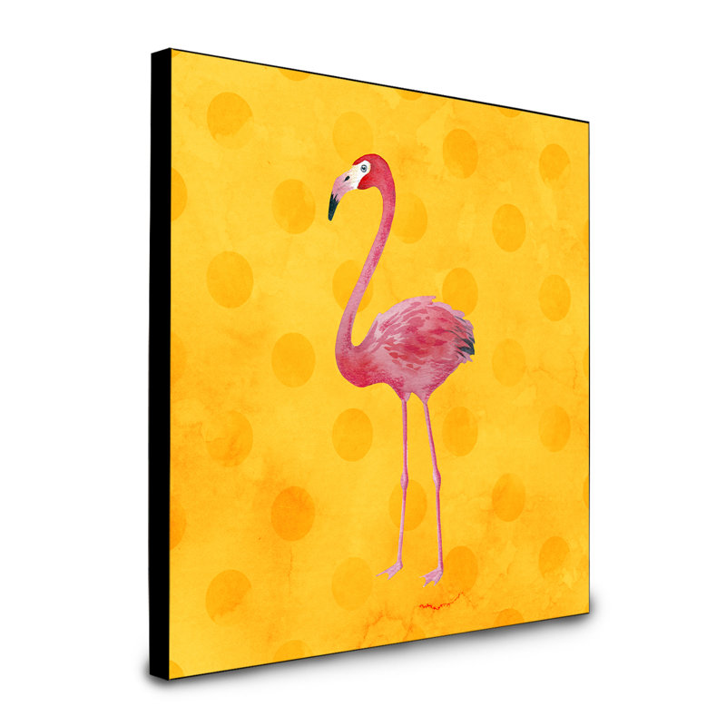 Panneau mural flamant rose art Dondale, Jaune