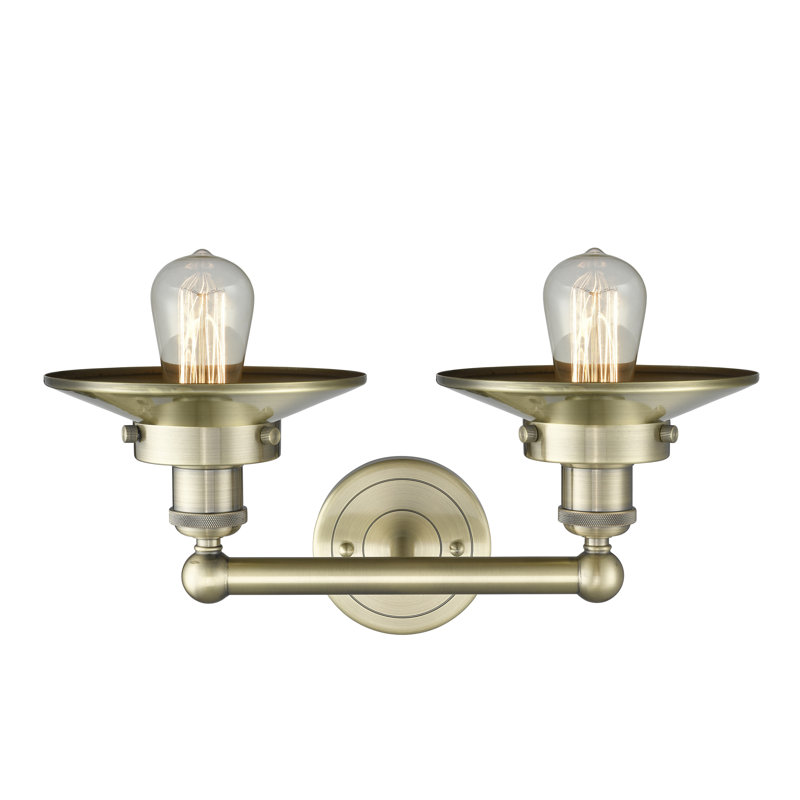 Éclairage pour meuble-lavabo à 2 lumières à intensité variable, Laiton antique, Laiton antique