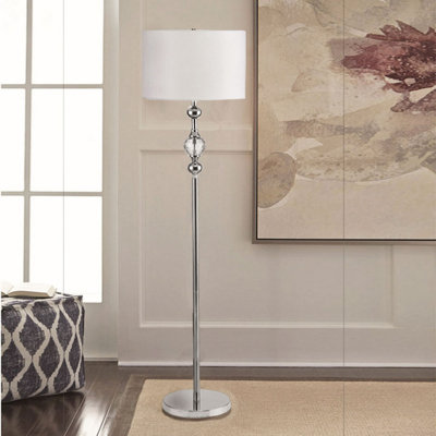 Lampe sur pied à finition chromée avec détails en cristal