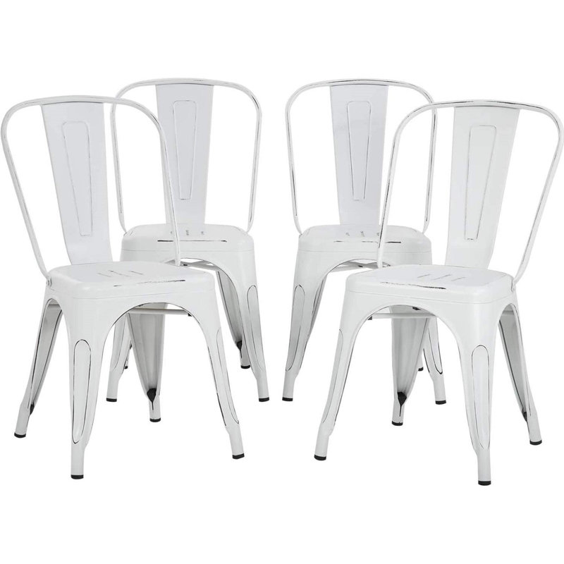 Ensemble de 4 chaises de salle à manger empilables Perdomo , Blanc