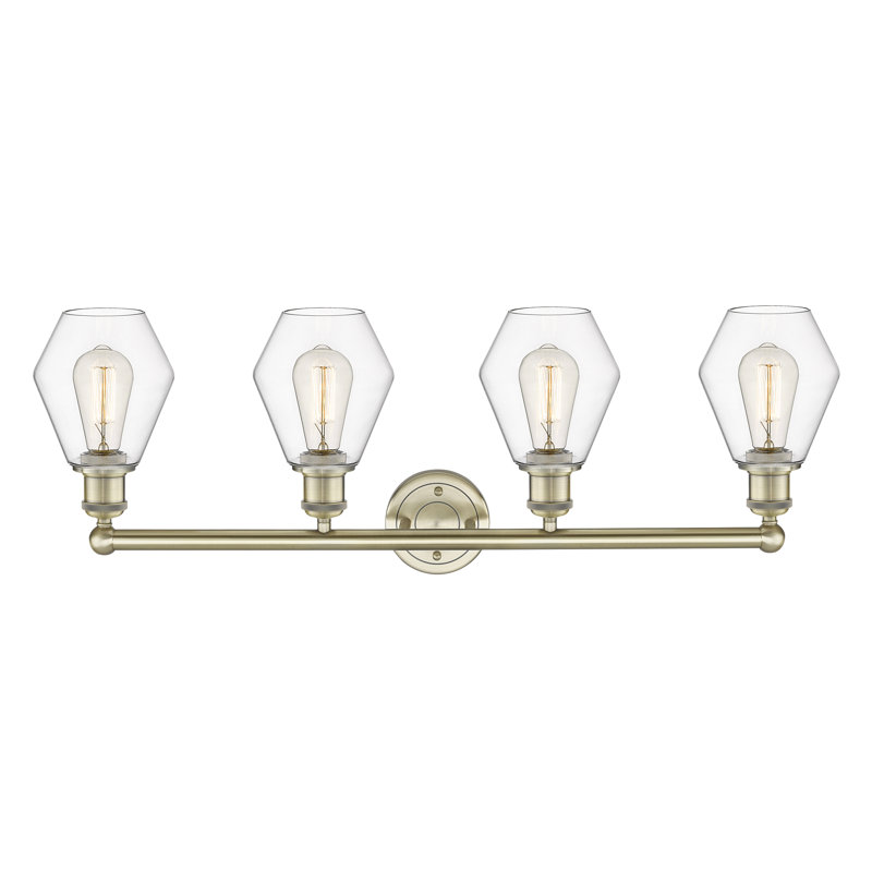 Gabbie 4 - Light Dimmable Vanity Light, Clear, Antique Brass