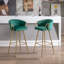 Tabourets de bar 30 pouces en velours avec repose-pieds chromé et pieds dorés, ensemble de 2-470443621-470443624